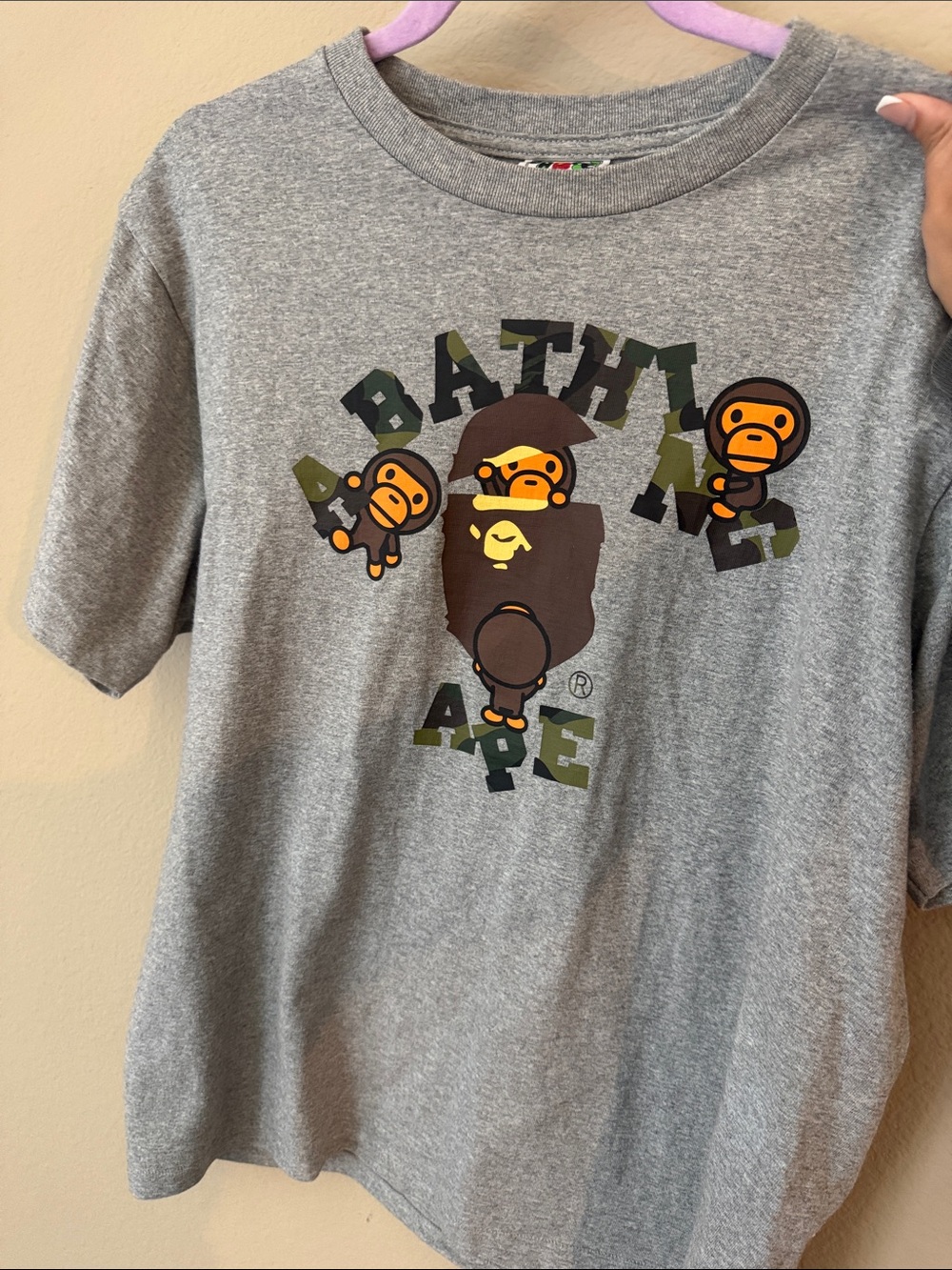 Bape Men’s Graphic Tee Set - Black & Gray with Pink Camo Accent - Picture 7 of 9